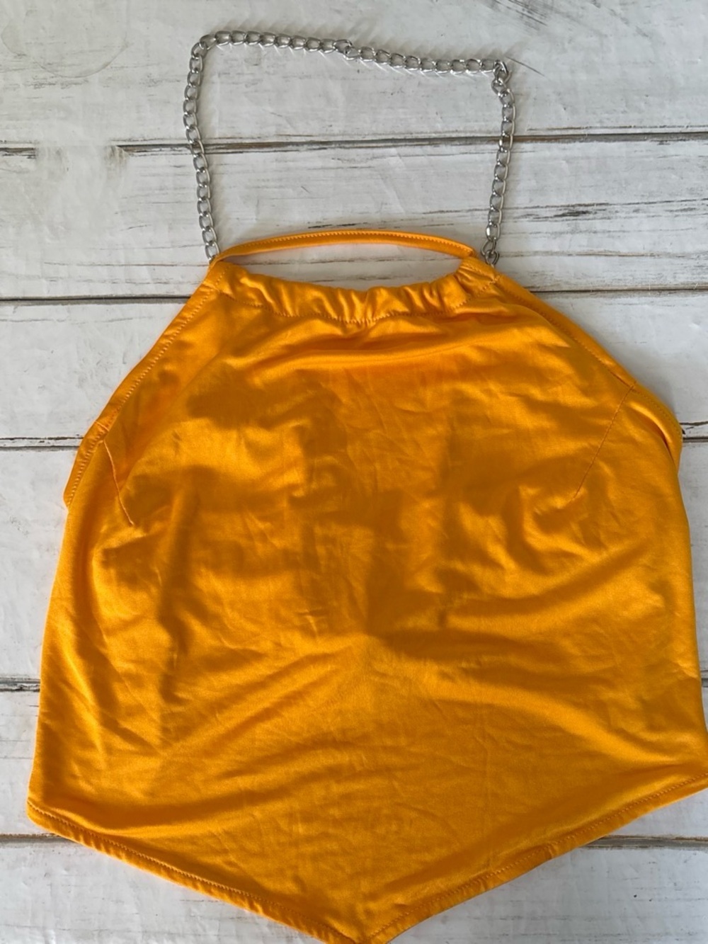 Heart & Hips Golden Yellow Chain-Halter Crop Top